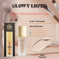 Тональная основа Global Fashion, Glowy Liquid Foundation 4in1:Primer+Concealer+Highlighter+BB cream, SPF 15, K037,Espresso