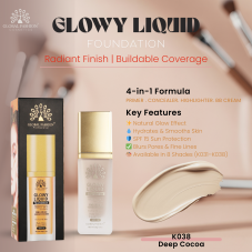 Тональная основа Global Fashion, Glowy Liquid Foundation 4in1:Primer+Concealer+Highlighter+BB cream, SPF 15, K038,Deep Cocoa