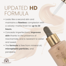 Тональная основа, Global Fashion HD Liquid Coverage Foundation, 30ml, GX01, Warm Beige Тональная основа, Global Fashion HD Liquid Coverage Foundation, 30ml, GX01, Warm Beige