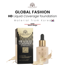 Тональная основа, Global Fashion HD Liquid Coverage Foundation, 30ml, GX01, Warm Beige Тональная основа, Global Fashion HD Liquid Coverage Foundation, 30ml, GX01, Warm Beige