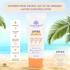 Sunscreen Cream, Global Fashion, SPF 60+ PA+++, 50 g
