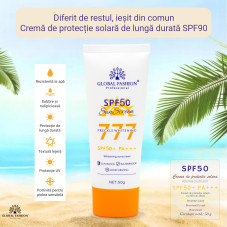 Cremă de protecție solară, Global Fashion, SPF 50+ PA+++, 50 g