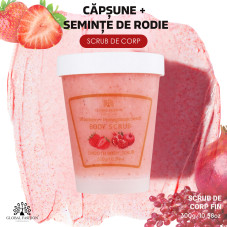 Scrub pentru corp, Global Fashion, Body Scrub, căpșuni și semințe de rodie, 300 g