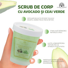 Scrub pentru corp, Global Fashion, Body Scrub, avocado și ceai verde, 300 g