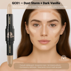 Stick duo 2în1 pentru față, corector + concealer, Global Fashion, GC01