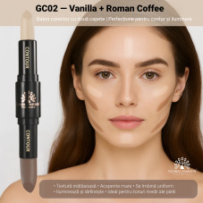 Stick duo 2în1 pentru față, corector + concealer, Global Fashion, GC02