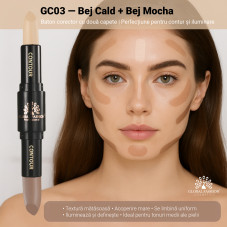 Stick duo 2în1 pentru față, corector + concealer, Global Fashion, GC03