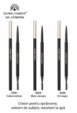 Creion de sprâncene rezistent la apă cu textură foarte fină, Global Fashion, GF38018, #101 Dark Coffee