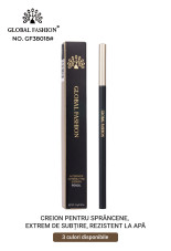 Creion de sprâncene rezistent la apă cu textură foarte fină, Global Fashion, GF38018, #102 Grayish Brown