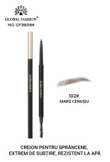 Creion de sprâncene rezistent la apă cu textură foarte fină, Global Fashion, GF38018, #102 Grayish Brown