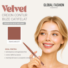Creion-gel de buze, Global Fashion, velvet smooth lipliner, 01