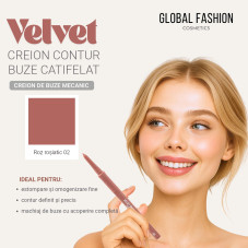 Creion-gel de buze, Global Fashion, velvet smooth lipliner, 02