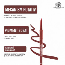 Creion-gel de buze, Global Fashion, velvet smooth lipliner, 06