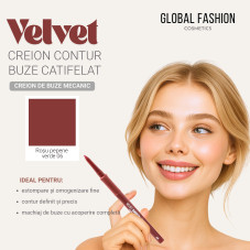 Creion-gel de buze, Global Fashion, velvet smooth lipliner, 06