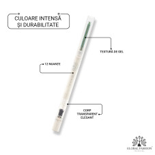 Creion de ochi moale, gel, Global Fashion, Verde cu sclipici