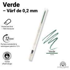 Creion de ochi moale, gel, Global Fashion, Verde cu sclipici