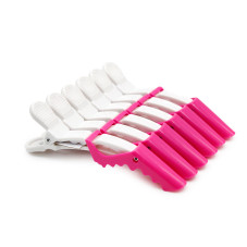 Hair clips, 6 pcs, white + pink