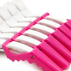 Hair clips, 6 pcs, white + pink