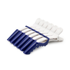 Hair clips, 6 pcs, white+blue