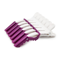 Hair clips, 6 pcs, white + purple