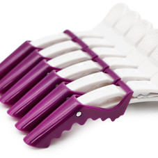 Hair clips, 6 pcs, white + purple