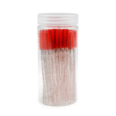 50 straight screw-shaped brushes, red