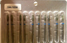 Алмазная насадка для кутикулы, пламя с тупым носиком, синяя насечка 244/025B