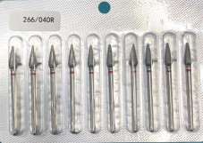 Алмазная насадка для кутикулы, капля средняя, красная насечка, 266/040R