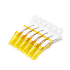 Hair clips, 6 pcs, white + yellow transparent
