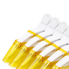 Hair clips, 6 pcs, white + yellow transparent