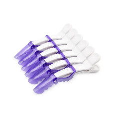 Hair clips, 6 pcs, white + purple transparent