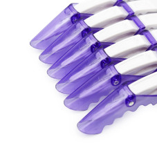 Hair clips, 6 pcs, white + purple transparent