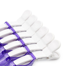 Hair clips, 6 pcs, white + purple transparent