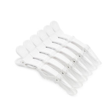 Hair clips, 6 pcs, white + transparent