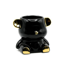 Brush and file organizer, ceramic, black + gold