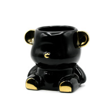 Brush and file organizer, ceramic, black + gold