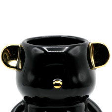 Brush and file organizer, ceramic, black + gold