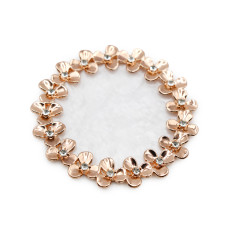Round stone palette with flowers and stones, (white + gold edging)