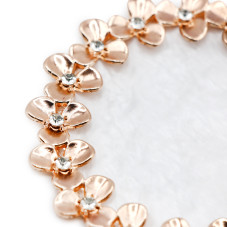 Round stone palette with flowers and stones, (white + gold edging)