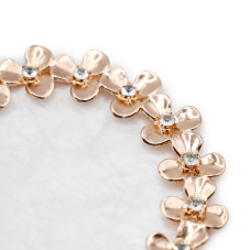 Round stone palette with flowers and stones, (white + gold edging)