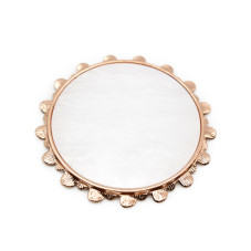 Round stone palette with flowers and stones, (white + gold edging)