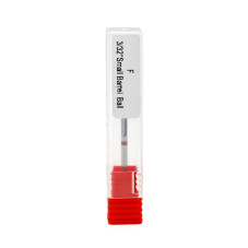 Carbide Nail Drill Bit, Narrow Rounded Cylinder with Ball Tip, Red Groove, Small Barrel Ball F