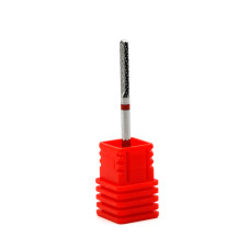 Carbide Nail Drill Bit, Narrow Rounded Cylinder with Ball Tip, Red Groove, Small Barrel Ball F