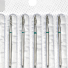 Diamond Bit for Cuticles, Flame Shape, Green Band, 243/018G