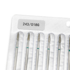 Diamond Bit for Cuticles, Flame Shape, Green Band, 243/018G