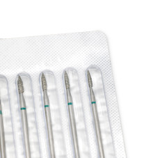 Diamond Bit for Cuticles, Flame Shape, Green Band, 243/018G