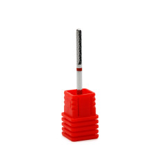 Carbide Nail Drill Bit, Narrow Rounded Cylinder with Ball Tip, Red Groove, Small Barrel Ball F