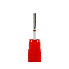 Carbide Nail Drill Bit, Narrow Rounded Cylinder with Ball Tip, Red Groove, Small Barrel Ball F