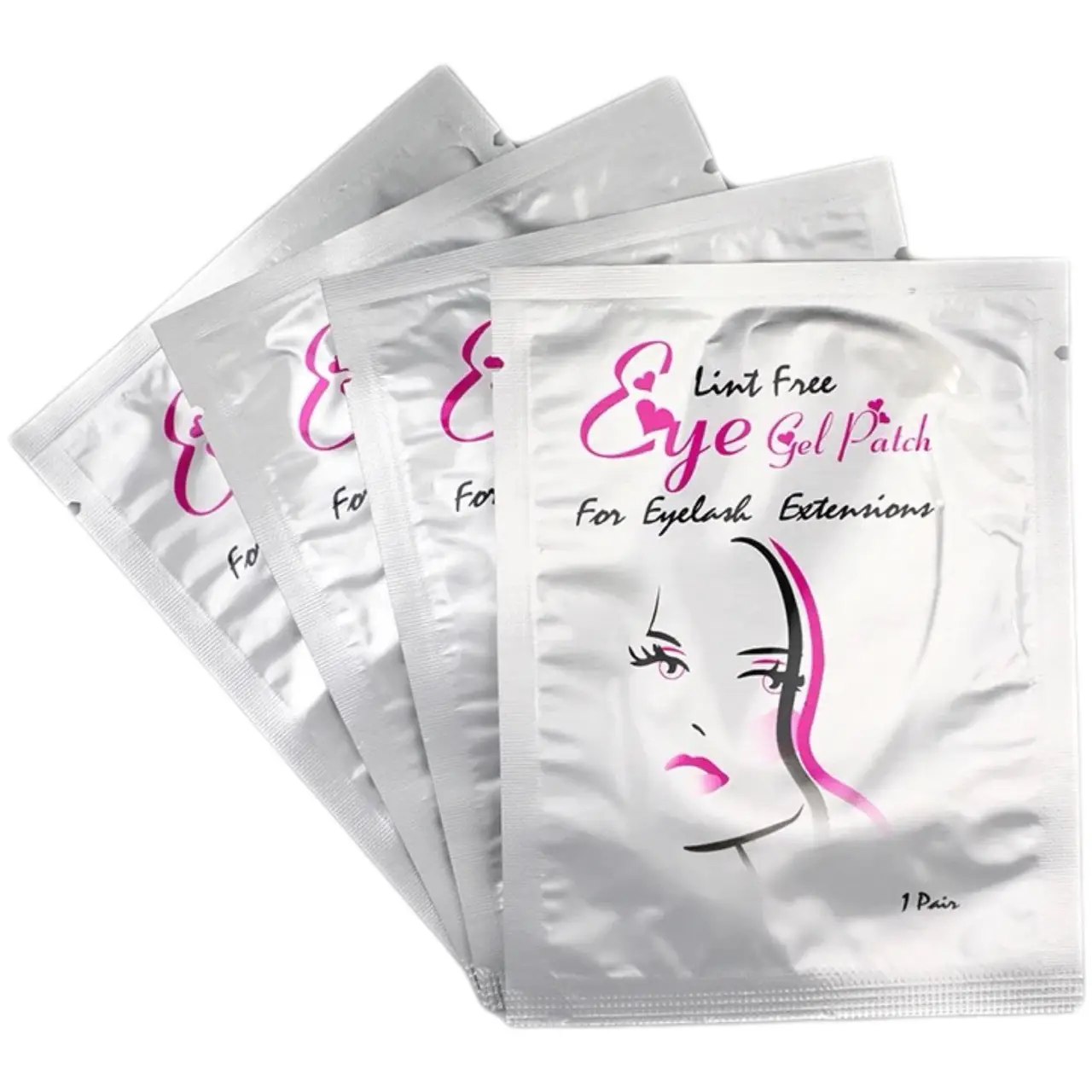 Патчі під очі для нарощування вій в срібній упаковці, Lint Free,  50 шт/уп