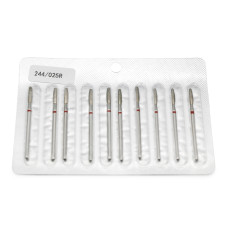 Diamond Nail Drill Bit for Cuticles, Flame Shape with Blunt Tip, Red Groove, 244/025R